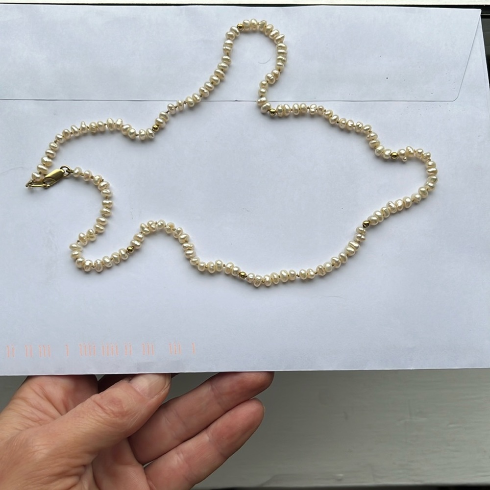 Cream pearl necklace, Japanese water pearls